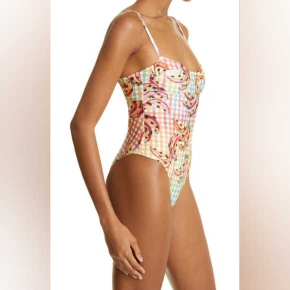 FARM Rio Banana Vichy One Piece Swimsuit Size Small - Picture 3 of 7